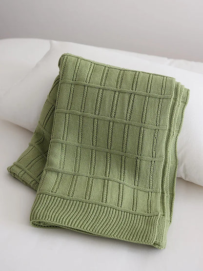 American-Style Thickened Knitted Wool Cover Blanket Solid Color Simple Bed End Towel Blanket Multifunctional Decorative Blankets