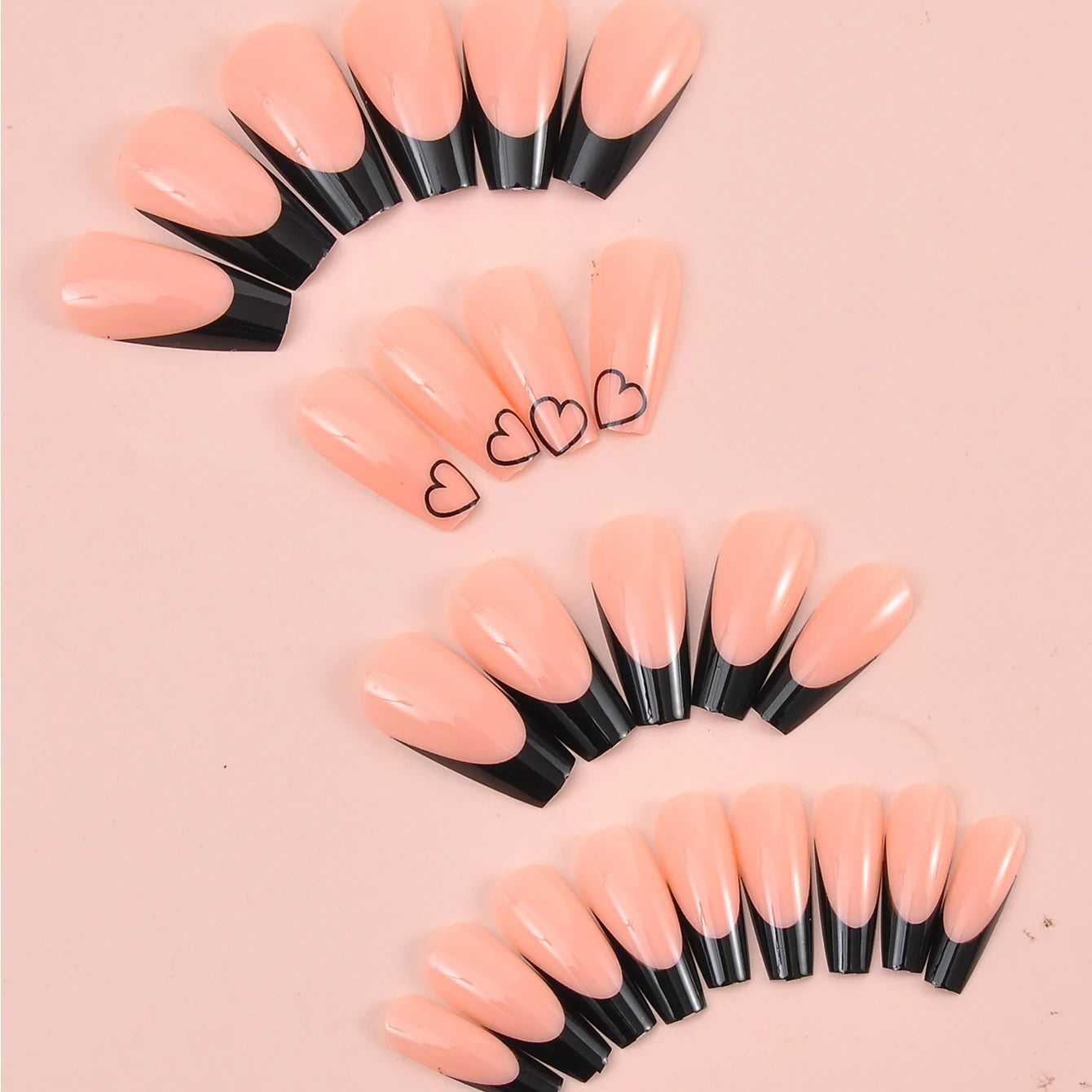 Instantly Upgrade Your Look With 24pcs-Black long square-Detachable And Reusable Jelly Glue 1pc Cuticle Pusher