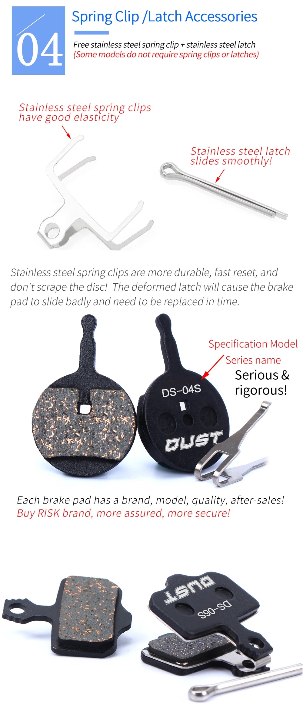 DUST 1Pair Semi-Metal Bicycle Hydraulic Disc Brake Pads MTB Mountain Bike Parts for SHIMANO XT XTR M315 SRAM Avid BB5 BB7 E1 E3