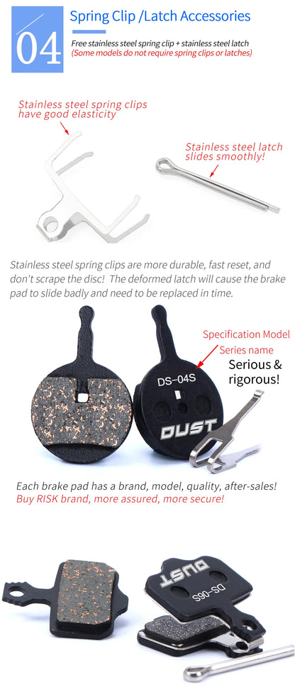 DUST 1Pair Semi-Metal Bicycle Hydraulic Disc Brake Pads MTB Mountain Bike Parts for SHIMANO XT XTR M315 SRAM Avid BB5 BB7 E1 E3