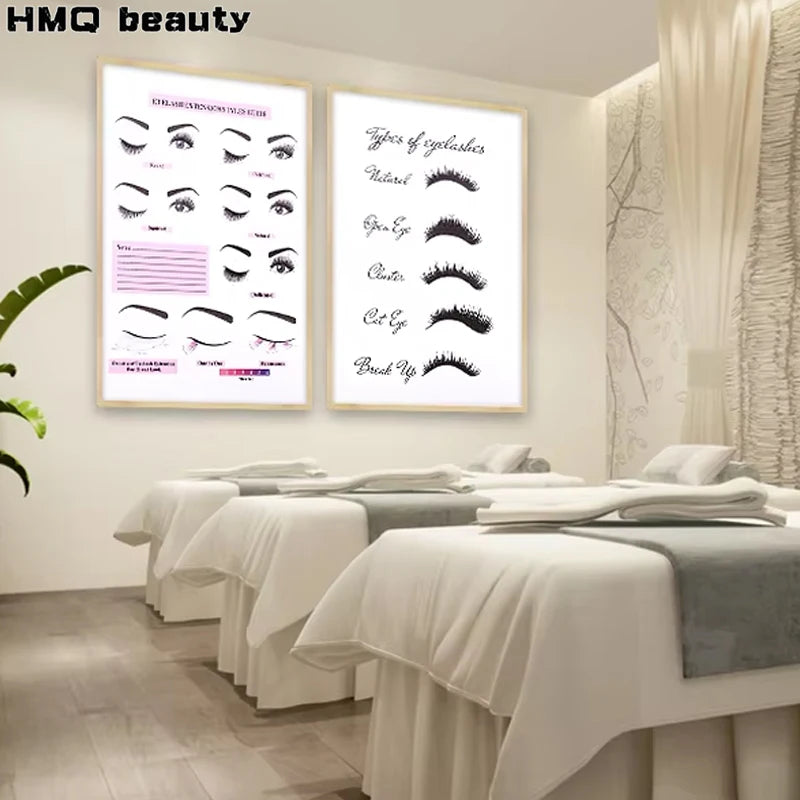 Lash Extensions Guide Poster Prints Makeup Wall Art Picture Decor Eyelash Business Form Art Canvas Beauty Salon Room Decoration