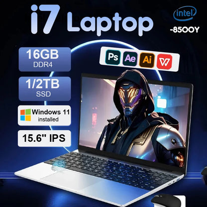 2025 Laptop Computer Windows 11 Pro Intel Core i7 8500Y 16GB RAM 1TB 2TB SSD Computer PC 15.6" Fingerprint Unlock Notebook Gamer