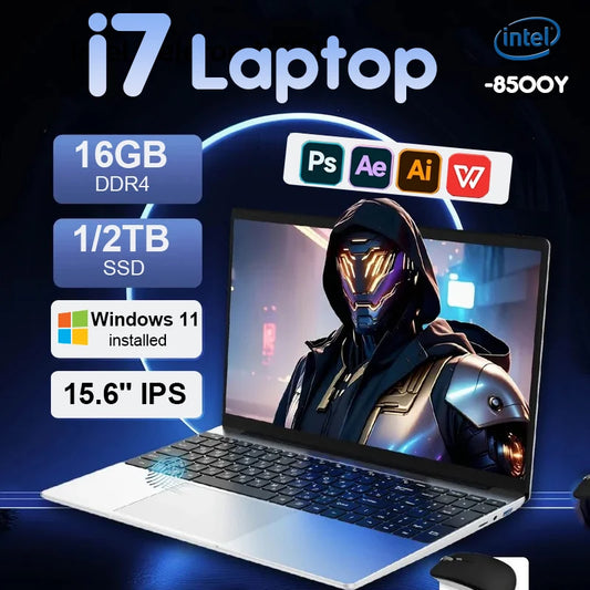2025 Laptop Computer Windows 11 Pro Intel Core i7 8500Y 16GB RAM 1TB 2TB SSD Computer PC 15.6" Fingerprint Unlock Notebook Gamer