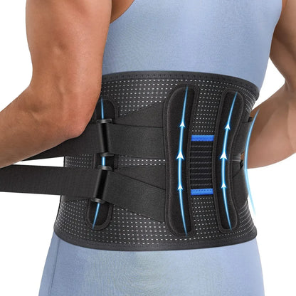 Back Brace For Lower Back Pain,With 4 Metal Supports,Four Elastic Bands,Breathable& Strong Support,Effectively Relieve Your Pain