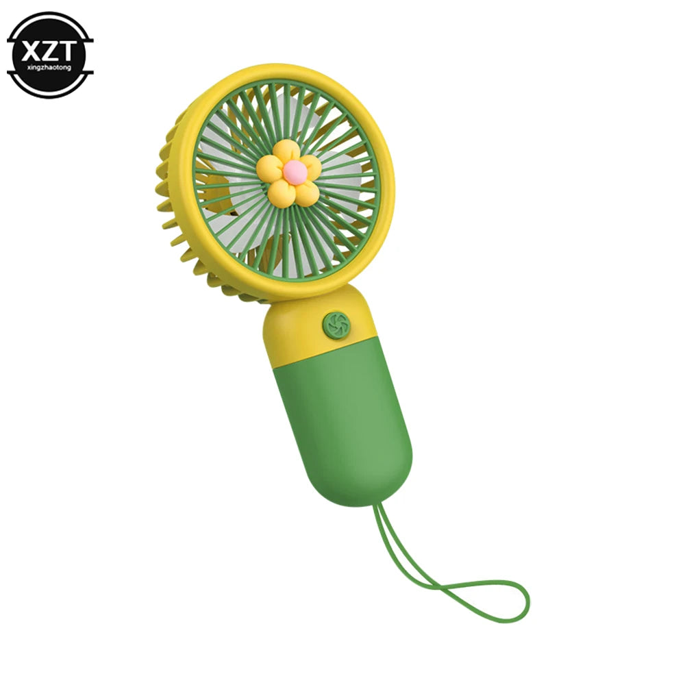 Cartoon Flower Shaped Fan USB Rechargeable Handheld Fan Outdoor Travel Portable Handheld Fan