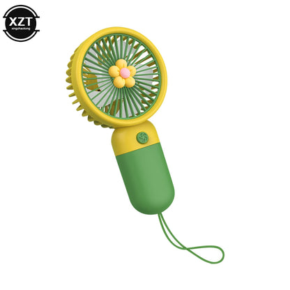 Cartoon Flower Shaped Fan USB Rechargeable Handheld Fan Outdoor Travel Portable Handheld Fan