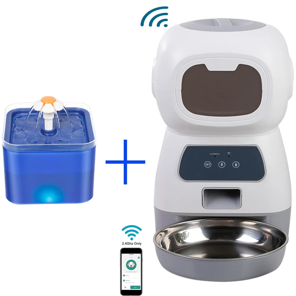Automatic Cat Feeder 3.5L Dog Dry Food Dispenser Bowl 2L Pet Dogs Water Fountain Drinking Feeding For Pet Smart Tuya WIFI Feeder