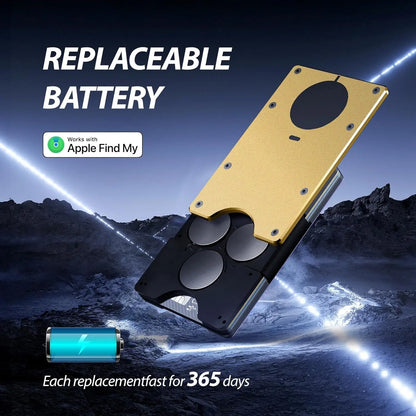 RFID Blocking Credit Card Holder, Slim Wallet For Men, Compatible with Find My iOS Only, Detachable Money Clip