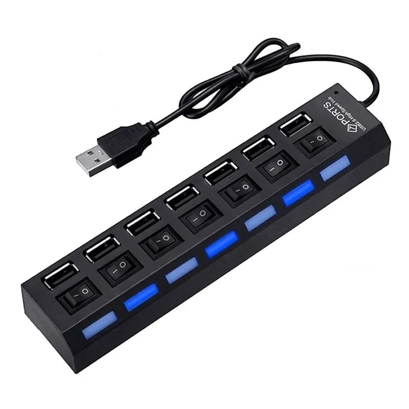 High Speed 7 Port USB 2.0 Multi Splitter USB Hub 2.0 Usb Power Adapter Multiple Expander Switch 4 Ports Hub Docking Stations