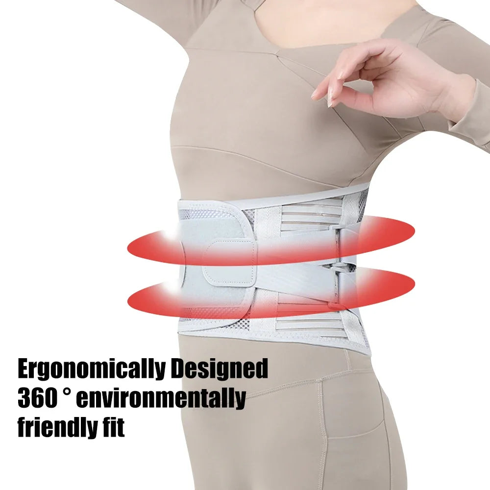 New Back Braces for Lower Back Pain, Lumbar Support for Men and Women, Breathable Soft Mesh Fabric and 5 Stays All-round Support