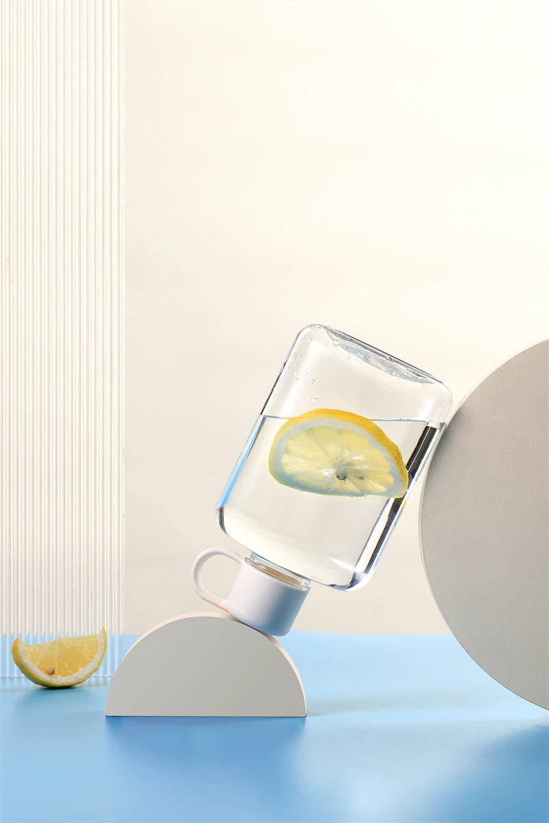 Water Botlte Flat Bpa Free Sport Clear Plastic Crystal Drinks Kettle Notebook Milk Juice Transparent Drinkware Birthday Gift