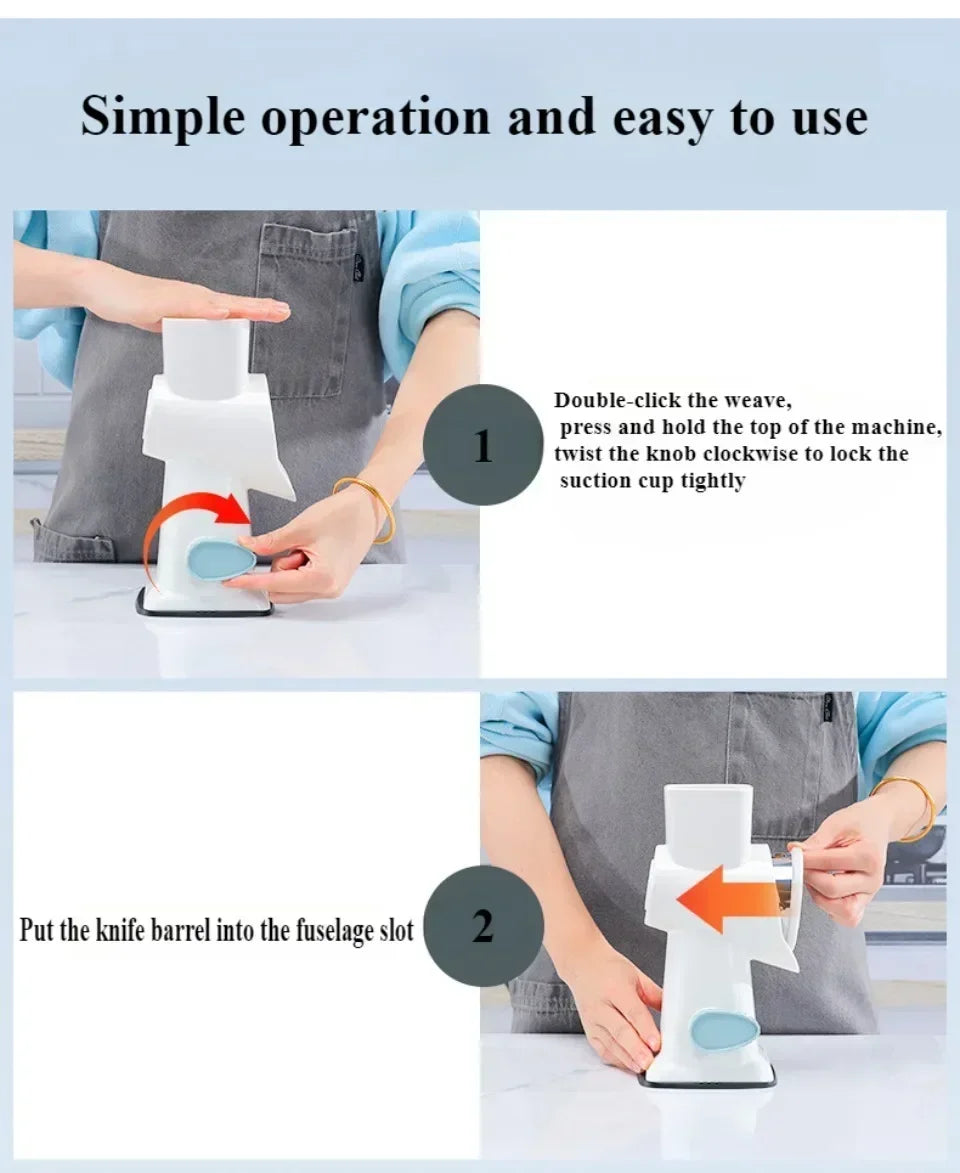 Multi-functional Vegetable Slicer Manual Spiralizer Vegetable Cutter  Hand Cranked Rotary Cheese Grater Shredded Kitchen Tools