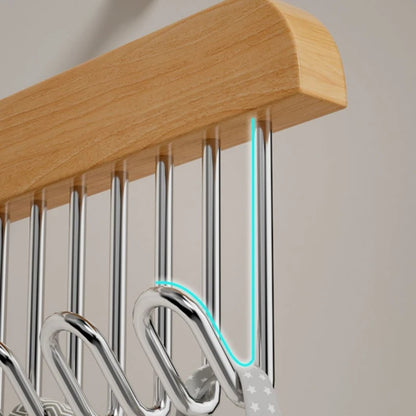 8 Hooks Hanger Multi-functional Wooden Hangers with Hooks for Bra Sling Belt Tie Hats Storage Durable Wardrobe Closet Organizer