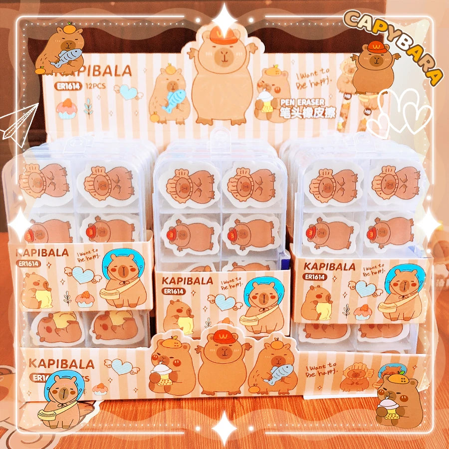 school useful teacher gift kawaii stationery supplies office accessories funny erasers cute capybara rubber Aesthetic stationery