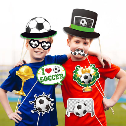 25X Soccer Game Football Sports Photo Shoot Props Supplies Party Funny DIY Glasses Lips Photo Booth Prop Birthday Backdrop Decor