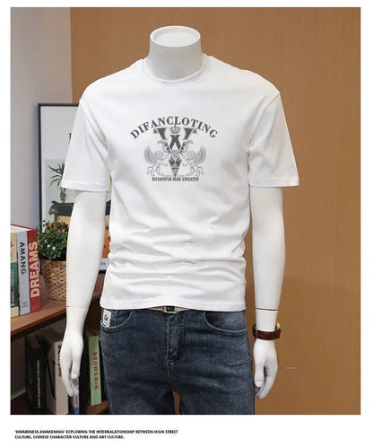 Men's T-shirts, Summer Round Neck Printed Trendy Men's Casual Versatile Short Sleeve Tops