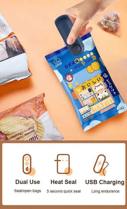 Plastic Bags Sealer Mini Sealing Machine Food Packaging Bag Sealer Portable Heat Bag Sealer Rechargeable Food Bag Thermal Sealer