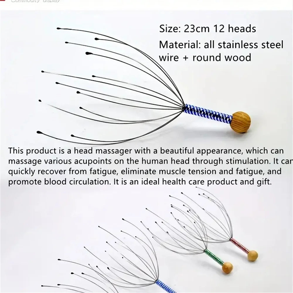 Octopus-Shaped Scalp Massager Manual Head Massager with Claw Design Relaxing Head Grabber for Soothing Massage Experience ﻿Acces
