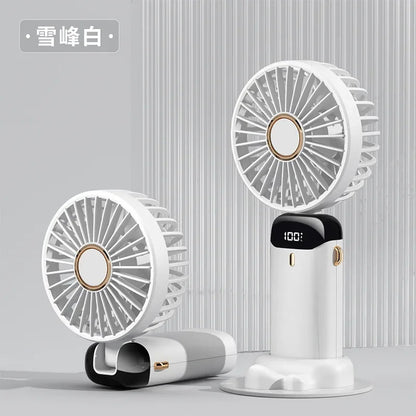 Handheld Fan with Digital Display, Foldable Fan Neck Hanging Fan, USB Charging Mini Fan Suitable for Outdoor Use in Offices