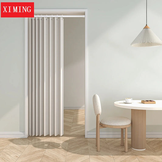 Fixed folding door curtain partition curtain household cloth curtain fitting room bedroom curtain air conditioner windproof heat