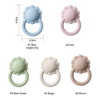 Baby Toys Silicone Teether Food Grade Rattle Toys Baby 0-12 Months Sensory Toys Silicone Lion Hand Bell Silicone Teething Rattle