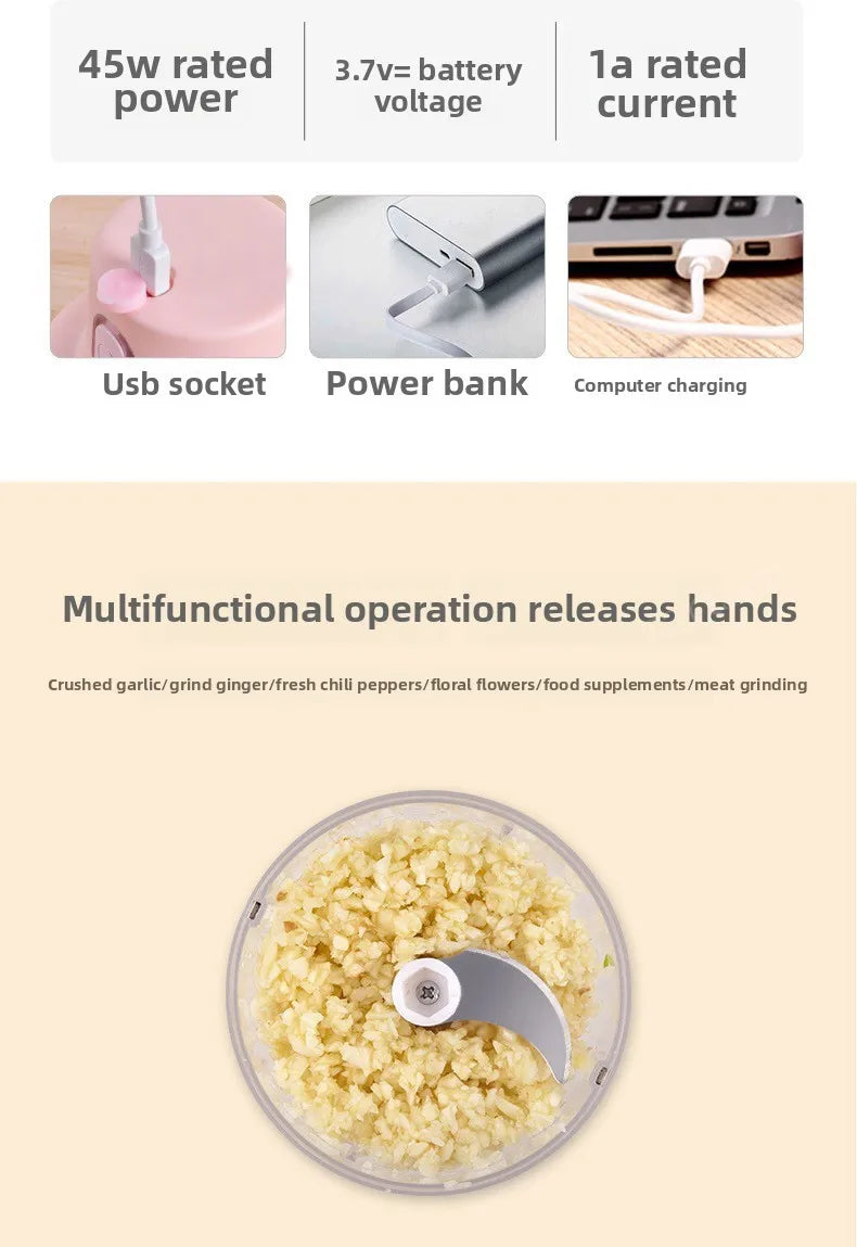 Portable Electric Garlic Chopper 100ml 250ml USB Vegetable Grinder Kitchen Garlic Masher Food Processor Tool