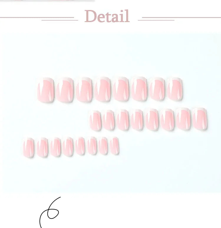 Simple White French Wearable Long Square Fake Nails Full Cover Detachable Finished False Nails Press on Nail with Glue Wholesale