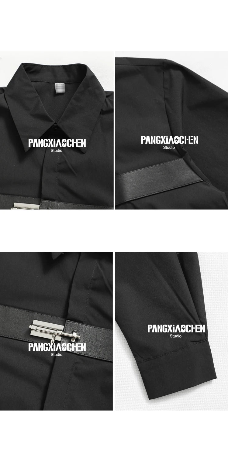 Men's shirt original 2023 new niche design feeling young men's fashion leisure loose black long sleeve shirt in the autumn