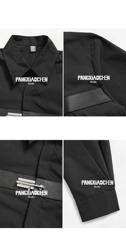 Men's shirt original 2023 new niche design feeling young men's fashion leisure loose black long sleeve shirt in the autumn