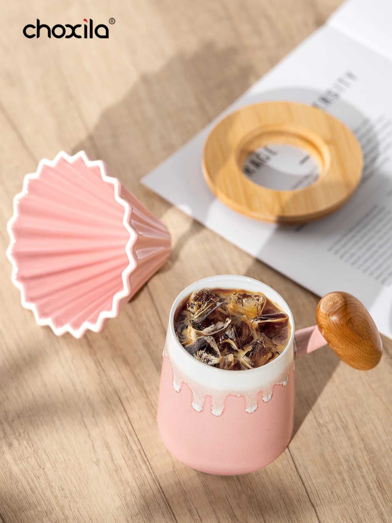 3pcs/set Pink Pour Over Coffee Set, Hand Brew Coffee Maker, Ceramic Coffee Pot Coffee Filter Dripper Coffee Accessories