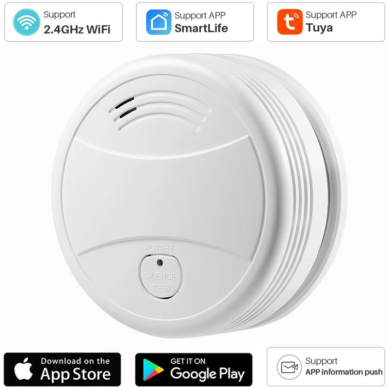 Tuya Smart Wifi Smoke Detector Sensor 80DB Alarm Fire Smoke Detector Wifi Fire Protection Home Security Alarm Smart Life APP