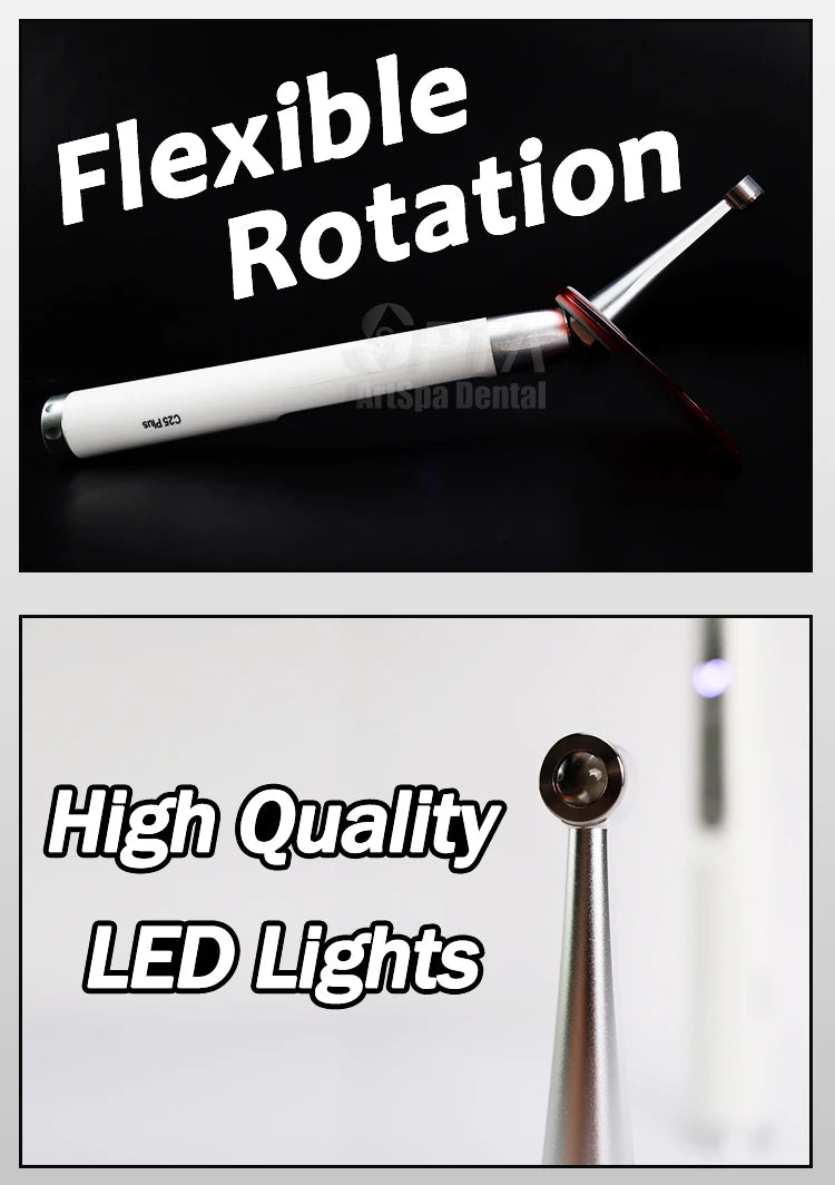 Dental 1 Second Curing Light LED Lamp With Two Intensity Angle Adjustable Utra Long Wavelength Flexible Rotation Design