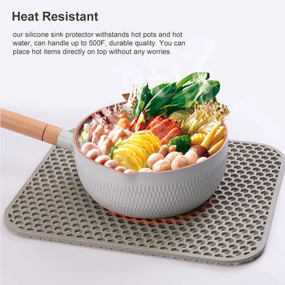 Sink Protectors for Kitchen Sink,Sink Mat,Grid Silicone Kitchen Sink Mat for Bottom of Stainless Steel Sink,Heat resistant mat