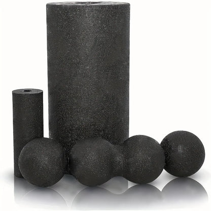 5pcs High-Density Foam Rollers Set - Muscle Massage, Yoga & Therapy, Includes Back Roller, Peanut Ball, Portable Exercise Tools