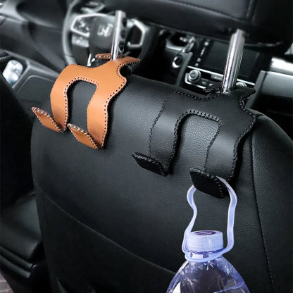 Universal Leather And Metal Car Seat Back Hooks Vehicle Multifunctional High load-bearing storage hook Auto Interior Accessories