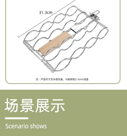 2025 New Foldable outdoor BBQ corn grill with multifunctional corn mesh clip and portable corn grill clip