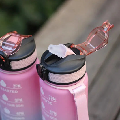 1L 1000ml Water Bottle Liter Stay Hydrated  Material Plastic Sport Bottle Reminder Times Sports Outdoor Fitness Office Running