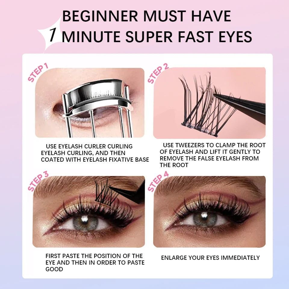 Lashprofessor Glue-Free DIY Self-adhesive False Eyelashes Self-adhesive Reusable DIY Segmented Lashes No-Glue DIY Cluster Lashes