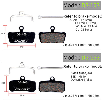 DUST 1Pair Semi-Metal Bicycle Hydraulic Disc Brake Pads MTB Mountain Bike Parts for SHIMANO XT XTR M315 SRAM Avid BB5 BB7 E1 E3