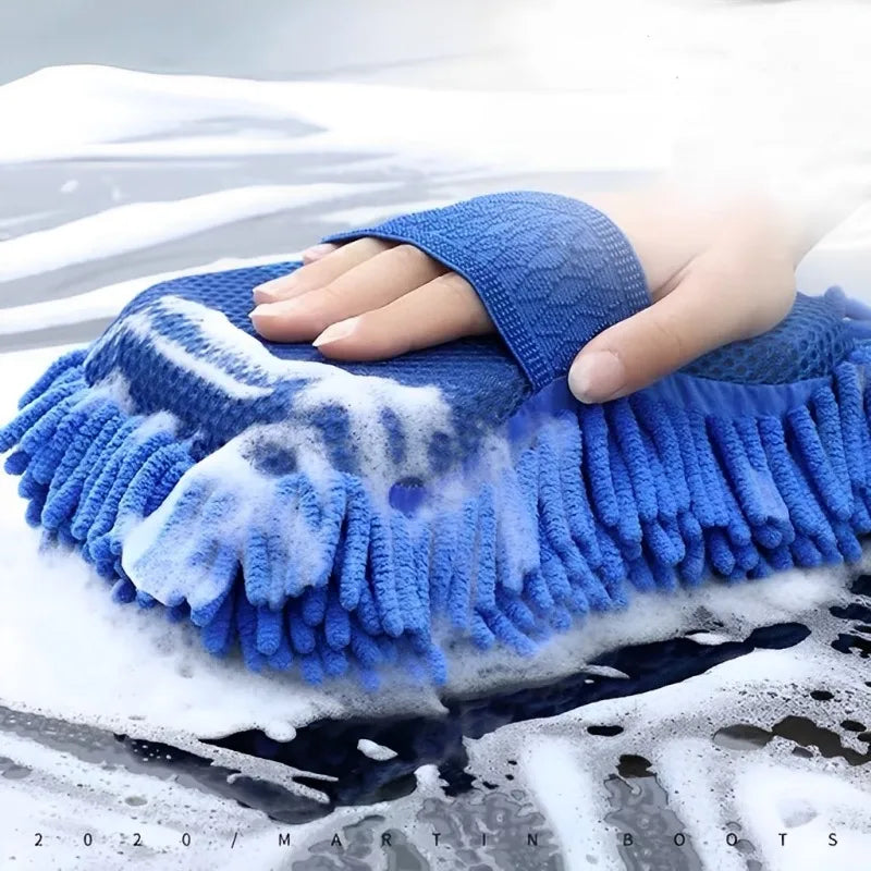2Pcs Car Cleaning Brush Cleaner Tools Microfiber Car Washer Sponge Cleaning Washing Towel Auto Gloves Car Washing Accessories