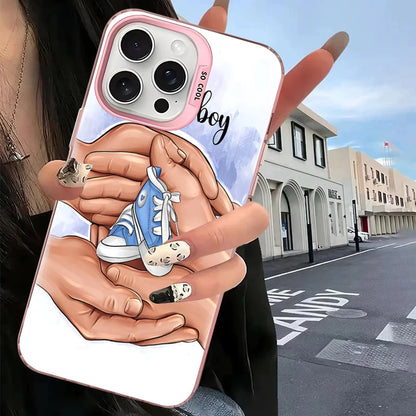 Baby Mom Daughter Son Dad Hand Phone Case For IPhone 16 15 14 13 12 11 Pro Max X XR XSMAX 8 7 Plus Matte Shockproof Back Cover