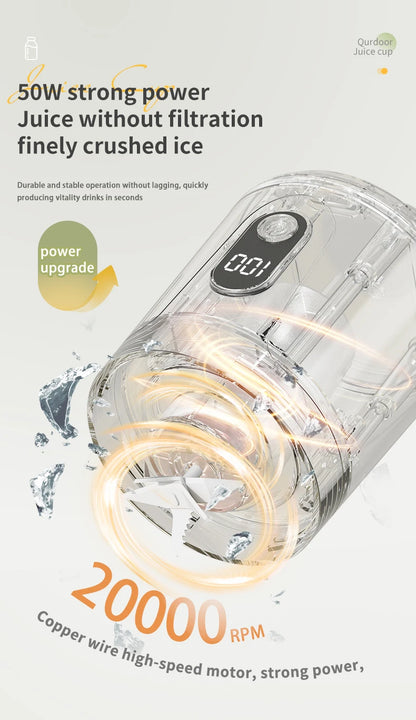 Electric Portable Blender Wireless Rechargeable USB Fruit Blender 600ML Kitchen Mixer Machine Traveling Juicer Cup Fruit Blender