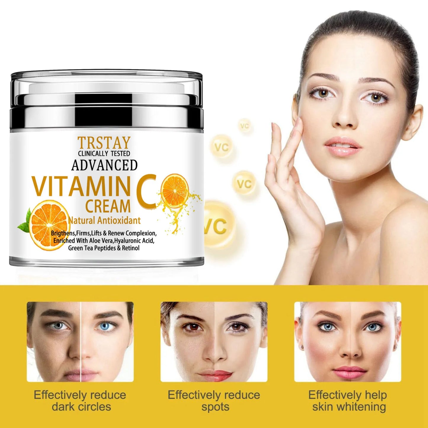 Vitamin C Cream, Vitamin C Face Cream With Nicotinamide & Hyaluronic Acid,