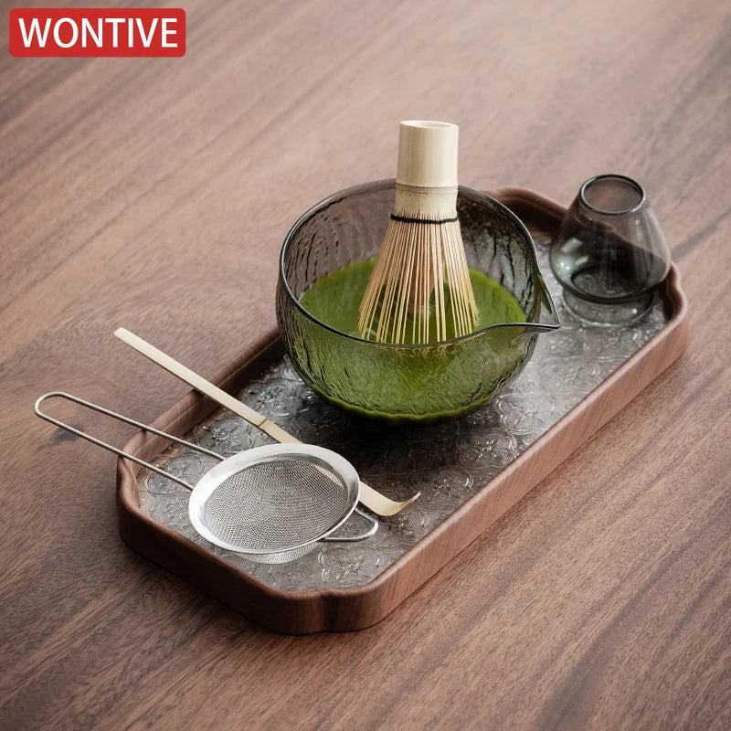 5Pcs Matcha Whisk Set Clear Glass Matchas Tea Set Matcha-Making Kit with Matcha Bowl Matcha Cup Matcha-Whisk for Tea Lovers