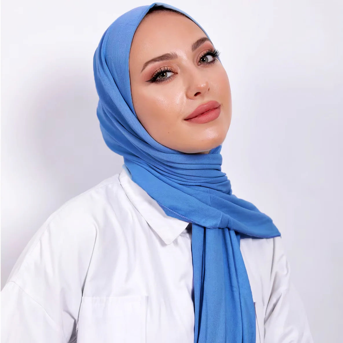 Muslim Plain Hijab Cotton Stretchy Premium Cotton Scarf Soft Material Prayer Shawls Women Muslim Cotton Hijab