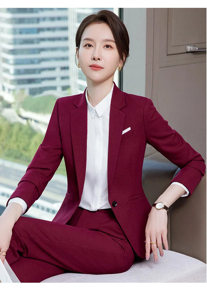Ladies Office Work Wear Blazers Formal OL Styles Business Suits Pants and Jackets Coat Spring Autumn Professional Career Set