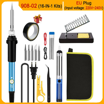 2024 Electric Soldering Iron 60W Adjustable Temperature Replaceable Soldering Iron Head Soldering Iron Pen Welding Kit