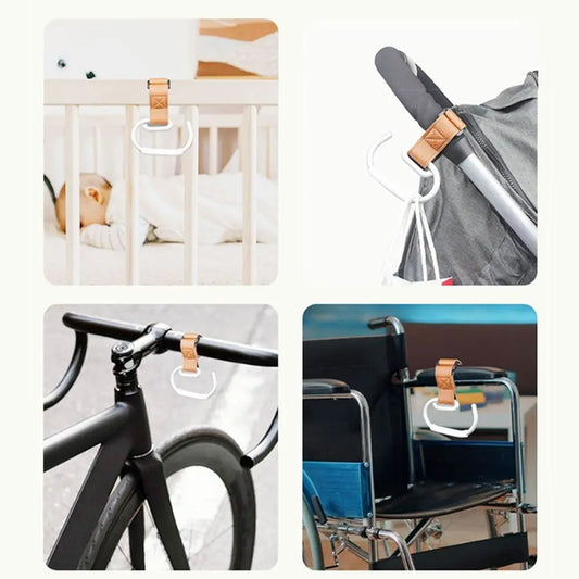Creative PU Baby Stroller Hooks Cart Organizer Solid Color Hanging Hook Stroller Accessories Cartoon Stroller Accessories Pram