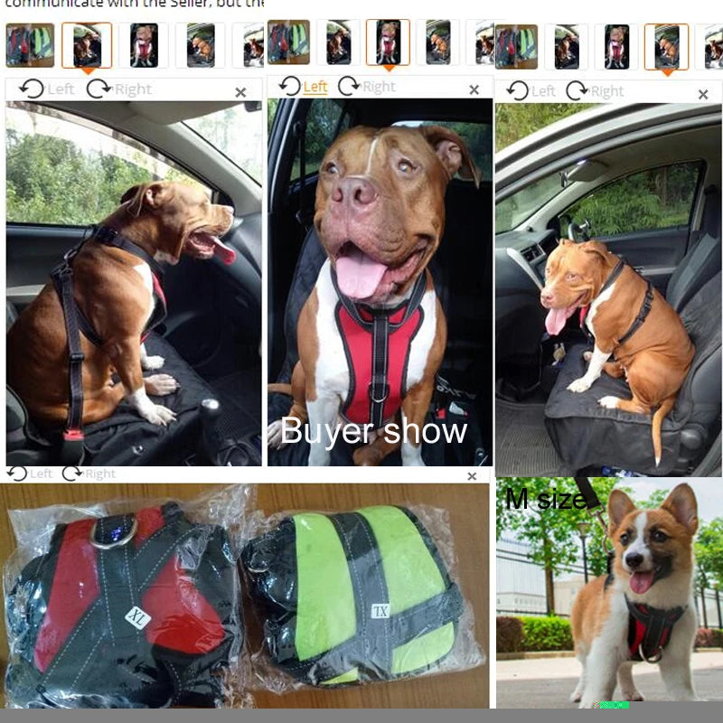 Dog Car Safety Chest Seat Belt Pet Harness Adjustable Vehicle Breathable Safe Dogs Belt Harness Walking Harness With Belt Leash