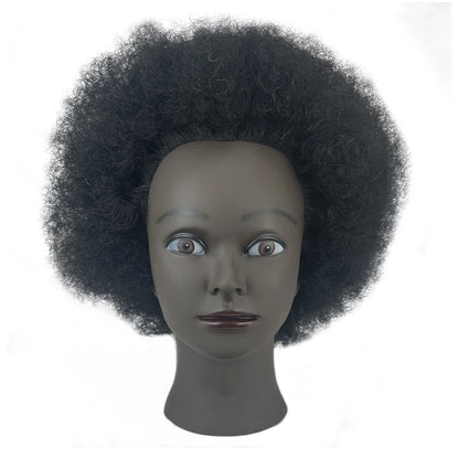 8 Inch 100% Human Hair Afro Mannequin Head  Traininghead Styling Braid Hair Dolls Head for Practicing Cornrows and Braids